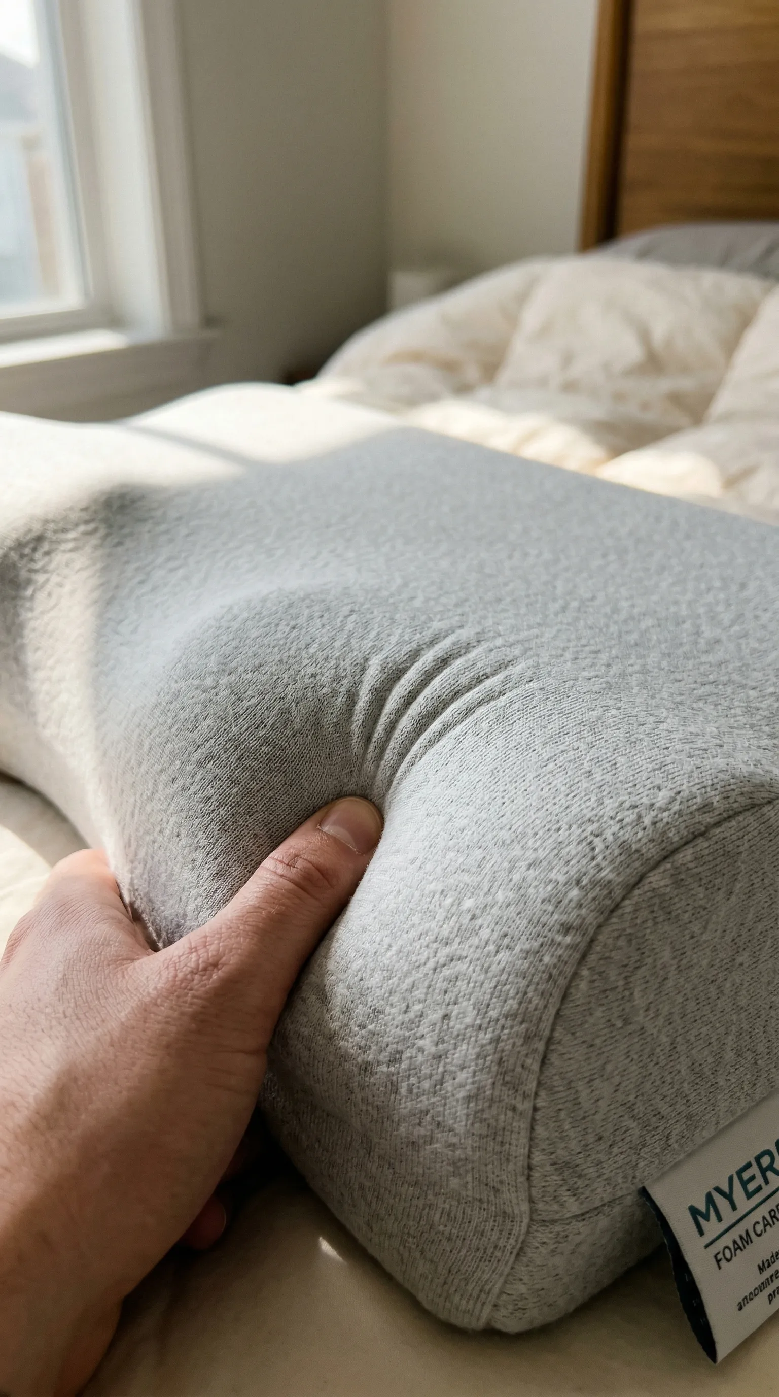 Ergonomisk hodepute med cervical cradle design som støtter nakken